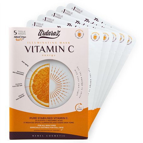 Ardaraz Masque Visage Soin Illuminant avec Vitamine C et Acide Hyaluronique. Masque Hydratant Visage Anti rides effet Anti tache