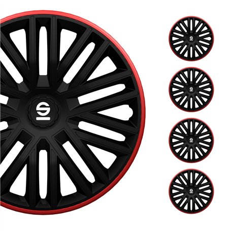 Sparco Enjoliveurs Bergamo - 14-pouces - Noir/Rouge - Set de 4 pièces