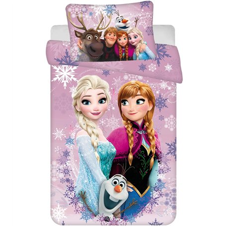 Disney Frozen Parure de lit pour bébé Motif Reine des Neiges Anna Elsa Taie d'oreiller 100 x 135 cm