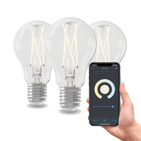 CALEX Lot de 3 Ampoules Filament LED A60 E27 CCT WiFi