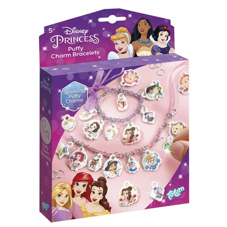 Parure de bijoux Disney Princess : bracelets à breloques avec motifs de princesses et rubans Disney - Cadeau pour fille à partir