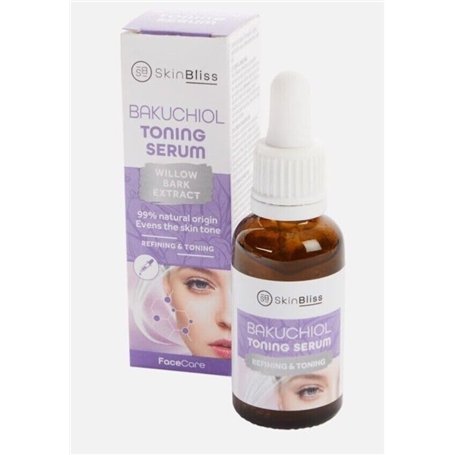 SkinBliss Bakuchiol Sérum tonifiant végétalien pour le visage avec extrait de barque sauvage