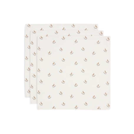 Jollein Lot de 3 langes en mousseline pour bébé - Nostalgic Ride - 70 x 70 cm - 100% coton - Lingettes pour bébé - Certifiées Oe