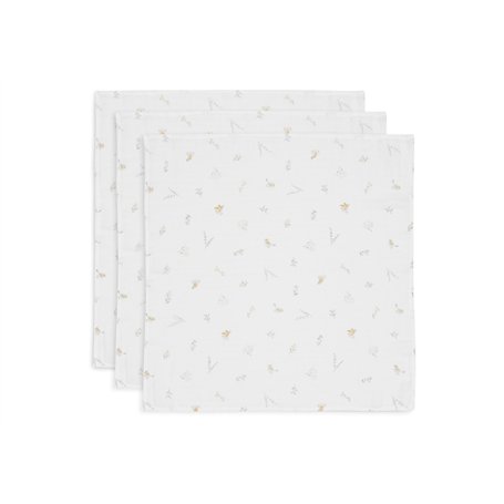 Jollein Lot de 3 Serviettes en Mousseline pour bébé – Lovely Birds – 70 x 70 cm – 100% Coton – Lingettes pour bébé – Certifiées