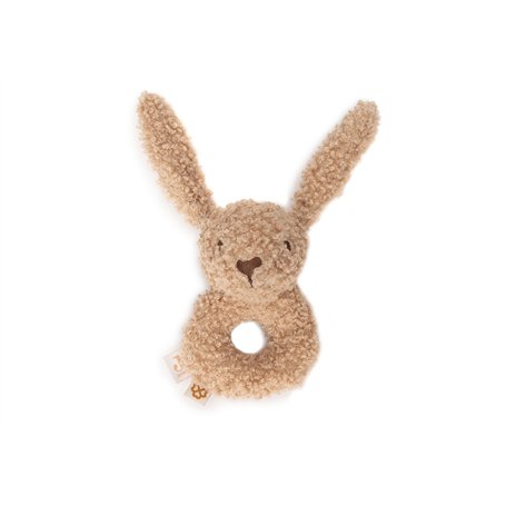 Jollein Hochet bébé - Bunny Riverside - Biscuit - 100% polyester - 13 x 11 x 7 cm
