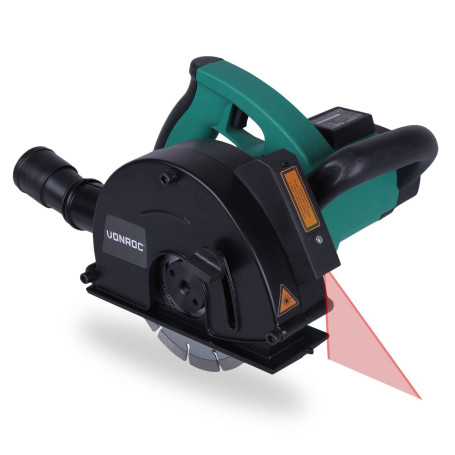 VONROC Rainureuse Béton et Pierre à Laser 1700W - 2 Disques Diamants 150mm - Guide Laser