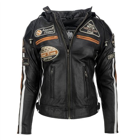Urban Leather 58 Veste de Moto avec Protections - Femme - Noir - 3XL/48