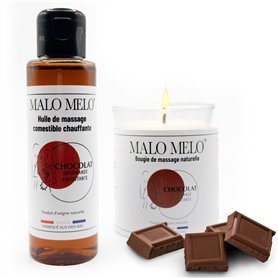Duo massage sensuel I Huile de massage comestible érotique sexuelle lubrifiante & Bougie de massage sensuelle gourmande I Chocol