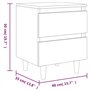 vidaXL Comodino con Gambe in Legno Massello Rovere Fumo 40x35x50 cm