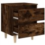 vidaXL Comodino con Gambe in Legno Massello Rovere Fumo 40x35x50 cm