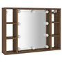 Mobile a Specchio con LED Rovere Marrone 76x15x55 cm