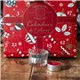 Calendrier de l'Avent festif avec 24 bougies parfumées et support en verre - Calendrier de l'Avent avec bougies - Rouge