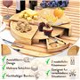 Villux Plateau de Service en Bambou - Plateau à Fromage et Charcuterie Avec Set de Couteaux - Planche en Bois