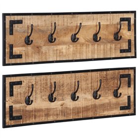 vidaXL Porte-manteaux 2 pcs 80x8x25 cm bois de manguier massif brut