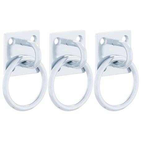 vidaXL Anneaux d'attelage avec plaques 3 pcs argenté Acier
