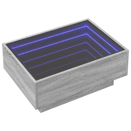 vidaXL Table basse avec lumières LED - Bois d'ingénierie Sonoma gris - 70x50x30cm pour salon