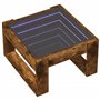 vidaXL Table basse avec miroir LED Infinity - Chêne fumé - Bois d'ingénierie - 50 x 53 x 30 cm - Pour chambre/salon - Lumières R
