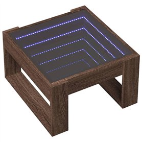 vidaXL Table basse en chêne marron avec miroir LED Infinity – Bois d'ingénierie