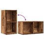 vidaXL Boîtes de Rangement LP Vieux Bois 69,5x34x36 cm Bois ingénierie, Table pour Tourne-Disque, Meuble de Rangement pour LP, S