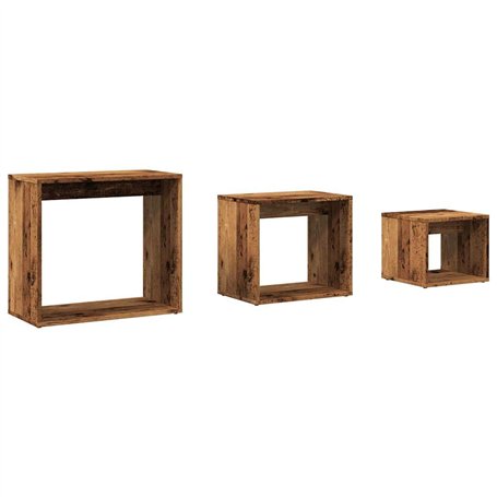 vidaXL Tables gigognes 3 pcs Vieux Bois Bois d'ingénierie