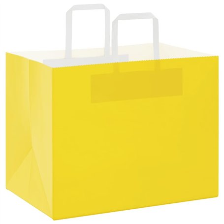 vidaXL Sacs en Papier Kraft 50 pcs avec poignées Jaune 32x22x24 cm