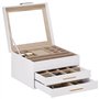 vidaXL Boîte à bijoux 3 couches blanc 23x20,5x14 cm, organisateur de bijoux, boîte à bagues, boîte à bijoux personnelle, coffre