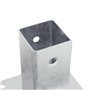 vidaXL Bases de poteau carrées 4 pcs argent 61x61 mm acier galvanisé, base de clôture en béton, base de poteau de clôture, suppo