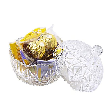 QUUPY Sucrier en verre cristal 260 ml avec couvercle pour bonbons