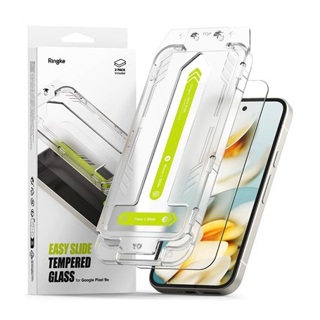 Ringke Easy Slide Tempered Glass Compatible avec Verre Trempé Google Pixel 9a [2 Pack] Qualité HD Transparent Anti-Rayures 9H Du