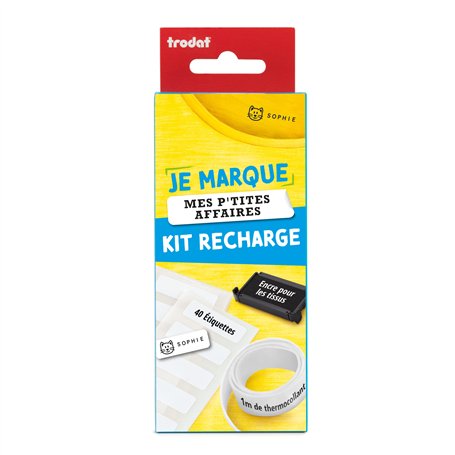 Kit de recharge pour tampon "Je marque mes P'tites Affaires" pour marquez les affaires de vos enfants - Cassette d'encrage noire
