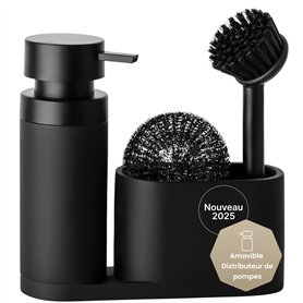 Black Sweden Home Distributeur de Savon Porte Éponge avec Brosse - Porte Liquide Vaisselle Cuisine - Organisateur Évier Cuisine  Black Sweden Home Distributeur de Savon Porte Éponge avec Brosse - Porte Liquide Vaisselle Cuisine - Organisateur Évier Cuisine