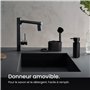Black Sweden Home Distributeur de Savon Porte Éponge avec Brosse - Porte Liquide Vaisselle Cuisine - Organisateur Évier Cuisine