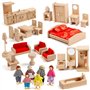 KABENFIS 5 Set Dollhouse Meubles Accessoires avec Une Famille de 6 poupées Décoration Faire Semblant de Jouer Jouets pour Filles