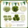 Syoulin-Sauge Pompon Papier de Soie ,deco vert sauge,deco mariage champetre,decoration mariage,decoration mariage boheme,deco an