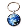 Promotech Porte-clés Terre - Sphère de terre plat en résine époxy et métal - Pendentif globe terrestre décoratif pour enfants et