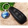 Promotech Porte-clés Terre - Sphère de terre plat en résine époxy et métal - Pendentif globe terrestre décoratif pour enfants et