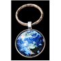 Promotech Porte-clés Terre - Sphère de terre plat en résine époxy et métal - Pendentif globe terrestre décoratif pour enfants et
