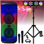 MOOVING LIGHT & SOUND - Enceinte USB Bluetooth Autonome sur Batterie 600W Electro-Sound - 2 Micros Karaoke - Pack Lumière sur Pi