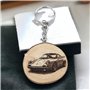 Promotech 911 Badboys Porte-clés en bois gravé au laser en forme de voiture, Bois naturel, W5L5