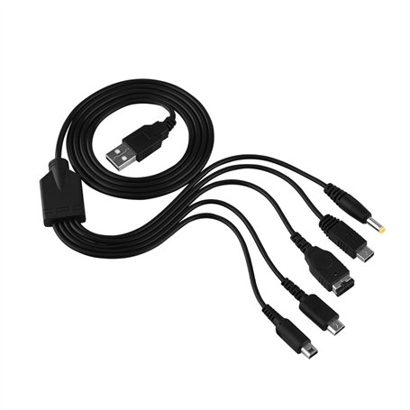 Câble de chargeur USB 5 en 1 Cordon de chargement de jeu multifonction Compatible pour pour NDS Lite / Wii U / New 3DS XL LL 2DS