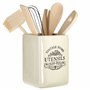 Premier Houswewares Vintage Home Pot à Ustensiles Carré avec ustensiles -Porte Ustensiles
