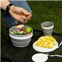 Odoland Vaiselle Camping Pliable Ensmble Assiettes Camping avec un Tasse et un Bol Pliables en Silicone et une Cuillère à Salade