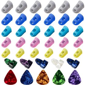 AUGSUN 30Pcs Protège Doigts Guitare en Silicone avec Mediator Guitare Electrique Médiators du Pouce Médiators du Doigt, Doigtier AUGSUN 30Pcs Protège Doigts Guitare en Silicone avec Mediator Guitare Electrique Médiators du Pouce Médiators du Doigt