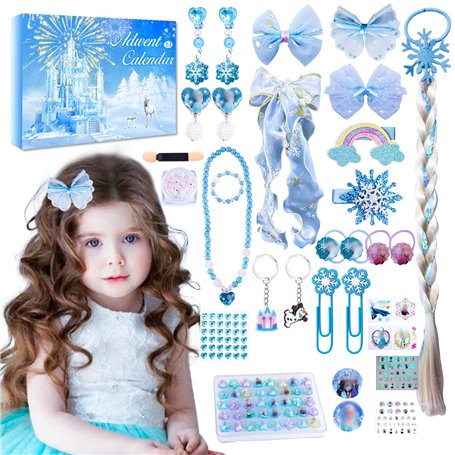 Calendrier de L'avent 2024 Princesse Fille- 24 Jours Cadeaux Surprise Cadeau de Compte à Rebours Noël avec Princesse Accessoires