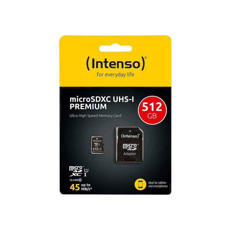 Carte Mémoire Micro SD avec Adaptateur Intenso 3423493 512 GB 45 MB/s