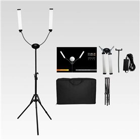 Yidoblo FX-480ii Pliable 50W 3200K-5500K LED Video Studio Double Arms Fill Ring Light avec Port de Chargement USB