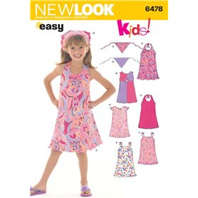 New Look NL6478 Patron de Couture Robe et Bandeau Fillette 22 x 15 cm