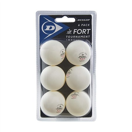 Dunlop Fort Tournament Lot de 6 balles de Tennis de Table Blanches Professionnelles certifiées ITTF 3 étoiles TT