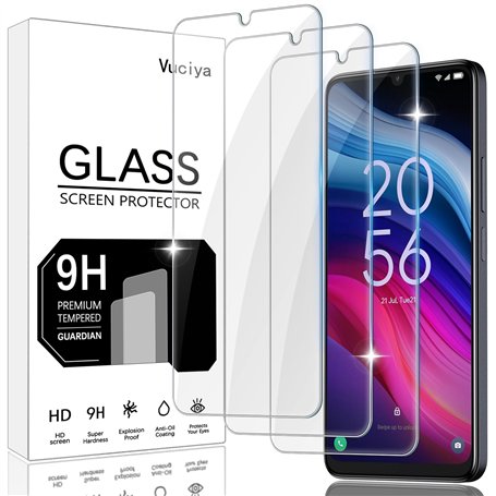 Vuciya Lot de 3 Verre Trempé Compatible avec TCL 505 Protection Écran Vitre Film Résistant aux Rayures HD Ultra 9H Dureté Transp
