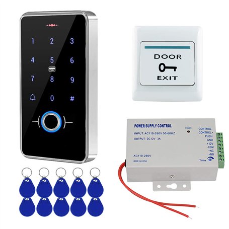 FST Système de Contrôle d'accès étanche IP68 Extérieur Clavier RFID d'empreintes Digitales Biométriques + Alimentation + 10pcs P